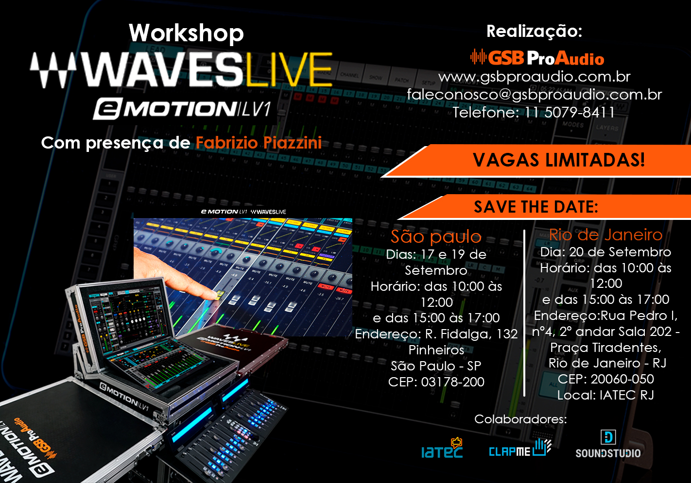 Datas do Workshop: Waves LV1 por Grupo Studio Brazil